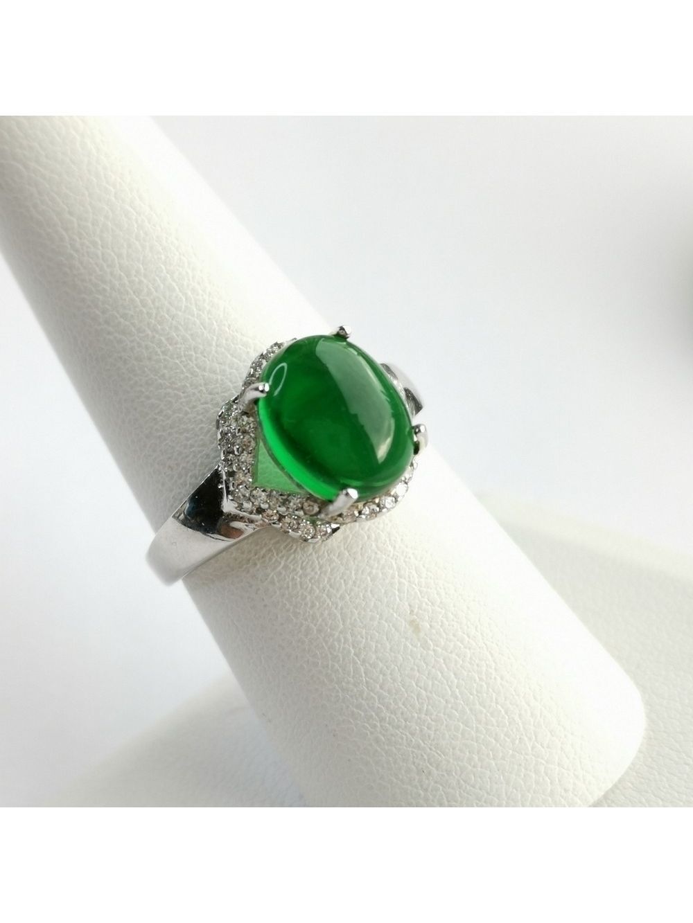 Sterling silver green onyx cz  ring size 9